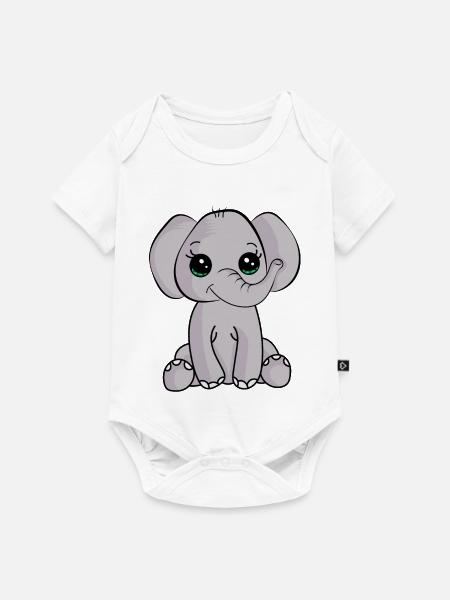 Baby-Elefant - Baby Premium Kurzarmbody - Weiß