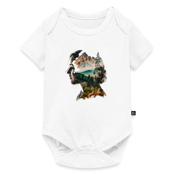Femme double exposition avec motif forêt - Body à manches courtes Premium Bébé - blanc - Devant