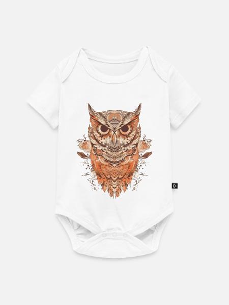 Muster Eule - Baby Premium Kurzarmbody - Weiß