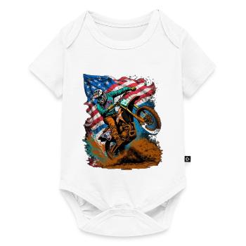 Motocross Action with US Flag - Baby Premium short-sleeve bodysuit - white - Front