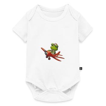 Pilot frog in a red plane - Baby Premium short-sleeve bodysuit - white - Front