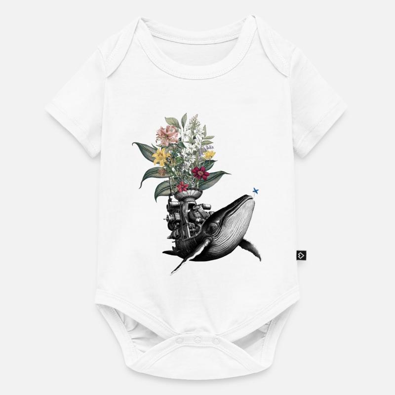 Félicitations – Grenouille, Baleine, Fleurs - Body à manches courtes Premium Bébé - blanc