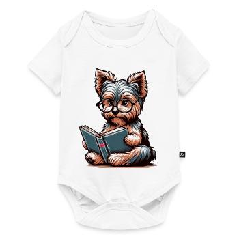 Yorkshire Terrier Buch Buchliebhaber - Baby Premium Kurzarmbody - Weiß - Vorne