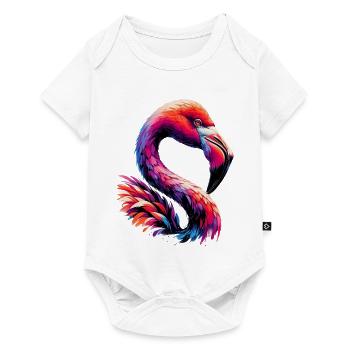 Flamingo - Baby Premium Kurzarmbody - Weiß - Vorne