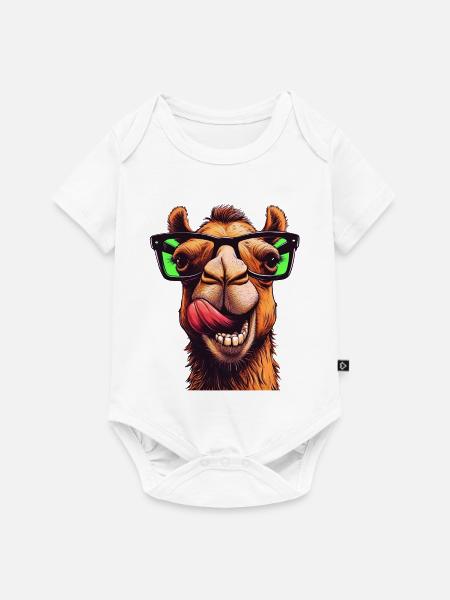 Kamel mit Sonnenbrille - Baby Premium Kurzarmbody - Weiß