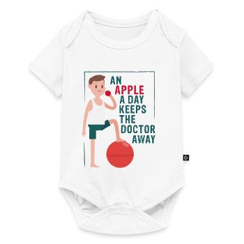 An apple away keeps the doctor away - Baby Premium Kurzarmbody - Weiß - Vorne