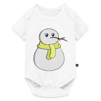 Snowman wearing a yellow scarf - Baby Premium short-sleeve bodysuit - white - Front