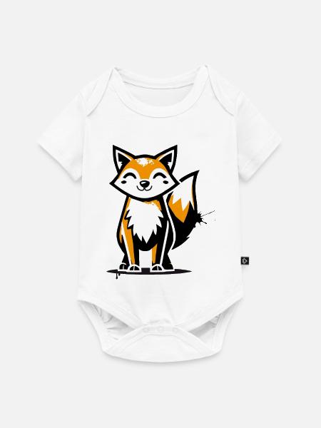 Moderner Fuchs im Stencil Graffiti-Design - Baby Premium Kurzarmbody - Weiß
