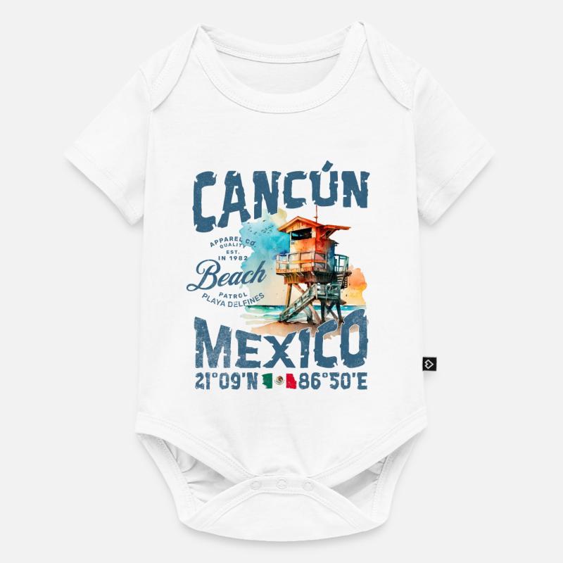 Horizon de Cancun à la Plage - Body à manches courtes Premium Bébé - blanc