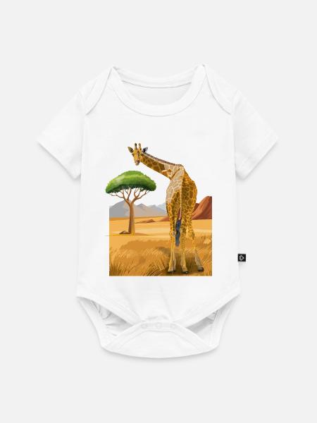 Giraffe schaut freundlich - Baby Premium Kurzarmbody - Weiß