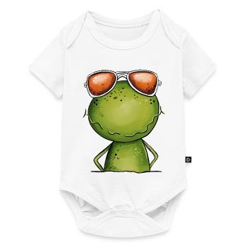 Cooler Frosch Mit Brille - Baby Premium Kurzarmbody - Weiß - Vorne