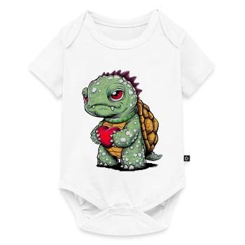 Tortue avec cœur - Body à manches courtes Premium Bébé - blanc - Devant