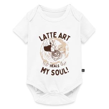 Latte Art guérit mon âme – Conception de café barista - Body à manches courtes Premium Bébé - blanc - Devant