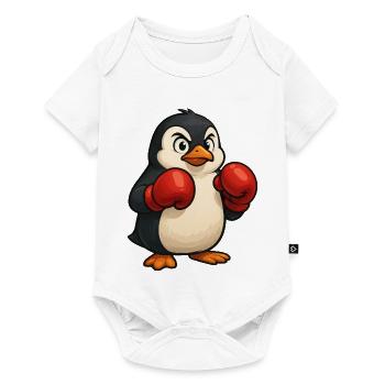Cool pingouin boxer se bat dans la conception de dessin animé - Body à manches courtes Premium Bébé - blanc - Devant