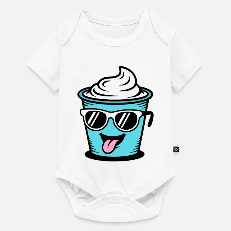 Becher Crème Frech Joghurt Rahm Sahne Eis Pudding - Baby Premium Kurzarmbody - Weiß