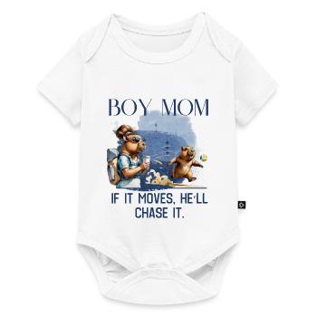Boy Mom – If It Moves, He'll Chase It - Baby Premium short-sleeve bodysuit - white - Front