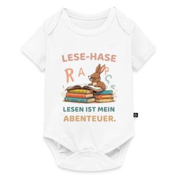 Reading bunny with learning motifs - Baby Premium short-sleeve bodysuit - white - Front