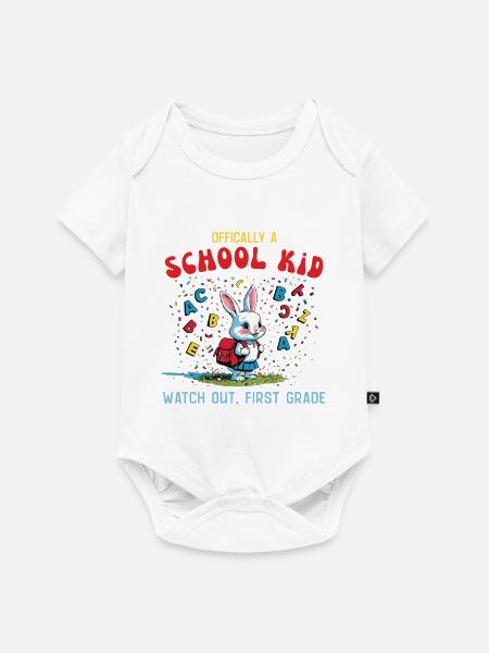 Lustiges Schulhase Design für Erstklässler - Baby Premium Kurzarmbody - Weiß