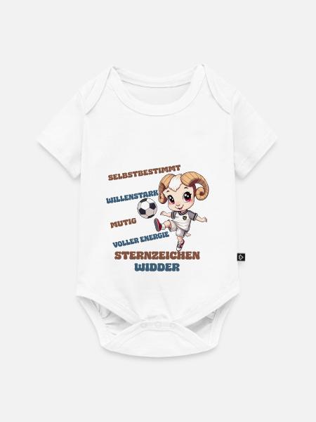 Fußball Sternzeichen Widder Eigenschaften Aries - Baby Premium Kurzarmbody - Weiß