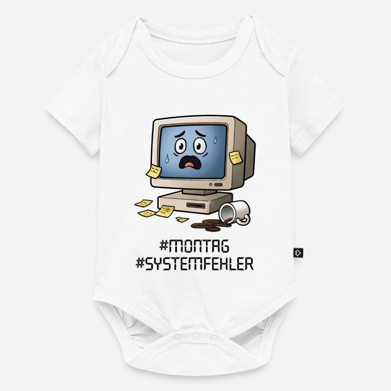 #Montag #Systemfehler – Retro-PC, Kaffee&Bürohumor - Baby Premium Kurzarmbody - Weiß