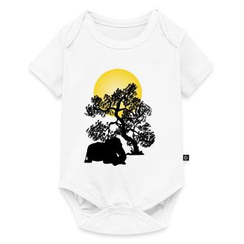 Lune jaune sur silhouette d’arbre - Body à manches courtes Premium Bébé - blanc - Devant