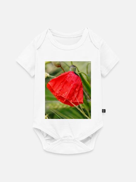 Mohnblumen-Tropfen Mustermotiv - Baby Premium Kurzarmbody - Weiß
