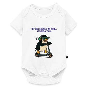 Pinguin Scooter Stil Neon Tiere retro Vintage  - Baby Premium Kurzarmbody - Weiß - Vorne