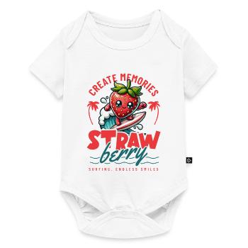 Souvenirs de surfeur à la fraise - Body à manches courtes Premium Bébé - blanc - Devant