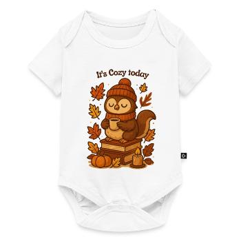 Cozy Autumn Owl with Tea Hat - Baby Premium short-sleeve bodysuit - white - Front