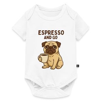 Espresso and Go Pug Motiv Hund Kaffee Design  - Baby Premium Kurzarmbody - Weiß - Vorne
