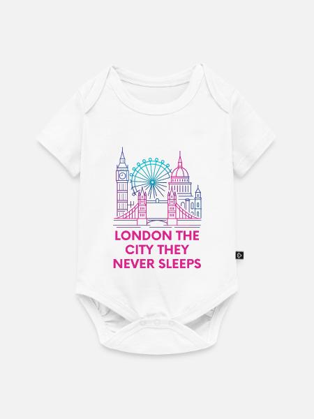London Neon Skyline Nightlife - Baby Premium Kurzarmbody - Weiß