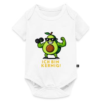 Hearty Avocado Muscle Hero Fitness Illustration - Baby Premium short-sleeve bodysuit - white - Front