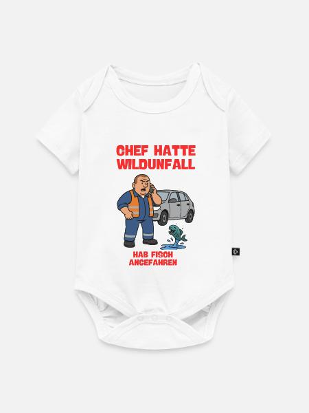 Autounfall Chef Cartoon Rettungsszene - Baby Premium Kurzarmbody - Weiß