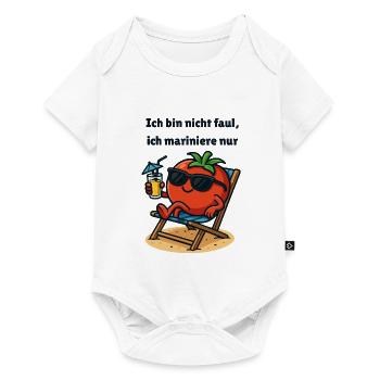 Tomate avec des lunettes de soleil sur la plage dessin animé - Body à manches courtes Premium Bébé - blanc - Devant