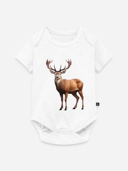 Hirsch - Baby Premium Kurzarmbody - Weiß