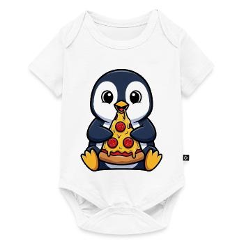 Süßer Pinguin Pizza Italienisch Essen Cartoon - Baby Premium Kurzarmbody - Weiß - Vorne