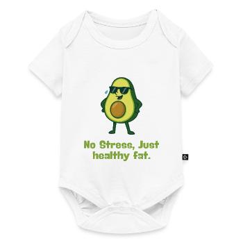 avocat relax graisse saine dessin animé - Body à manches courtes Premium Bébé - blanc - Devant