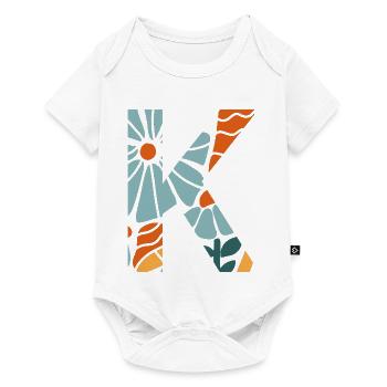 Lettre k fleurs groovy idée cadeau  - Body à manches courtes Premium Bébé - blanc - Devant