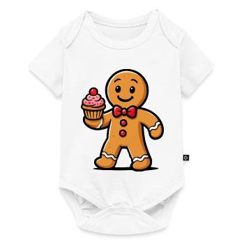 Lebkuchenmann Cupcake Cartoon - Baby Premium Kurzarmbody - Weiß - Vorne