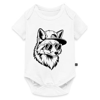 Renard cool avec une casquette et des lunettes de soleil - Body à manches courtes Premium Bébé - blanc - Devant