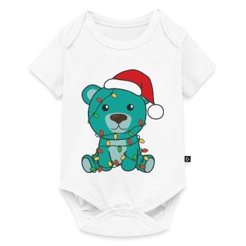 Christmas Bear With Santa Hat And Lights - Baby Premium short-sleeve bodysuit - white - Front