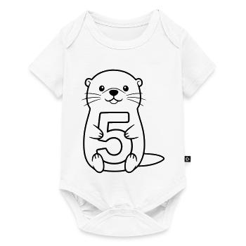 Otter Holding the Number 5 Cartoon Illustration - Baby Premium short-sleeve bodysuit - white - Front