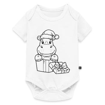 Christmas hippopotamus with gifts - Baby Premium short-sleeve bodysuit - white - Front