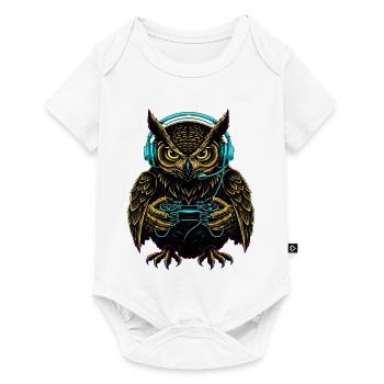 Eule Gaming Tier Videospiele Lustige Eule - Baby Premium Kurzarmbody - Weiß - Vorne