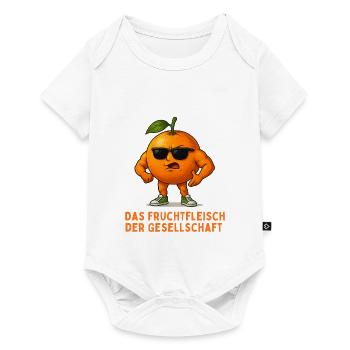 Orangene Pose: Fruchtfleisch der Gesellschaft - Baby Premium Kurzarmbody - Weiß - Vorne