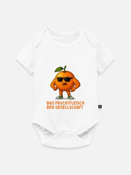 Orangene Pose: Fruchtfleisch der Gesellschaft - Baby Premium Kurzarmbody - Weiß
