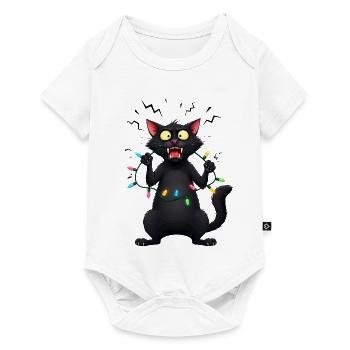Naughty Evil Cat Fairy Lights Christmas Funny - Baby Premium short-sleeve bodysuit - white - Front