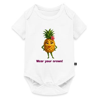 Motif couronne d’ananas - Body à manches courtes Premium Bébé - blanc - Devant