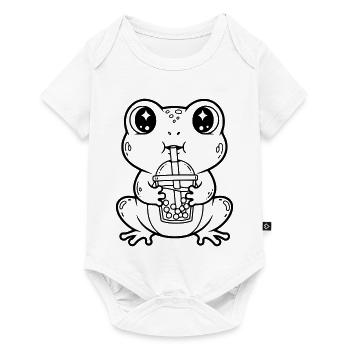 Grenouille mignonne avec design artistique en tisane bubble - Body à manches courtes Premium Bébé - blanc - Devant