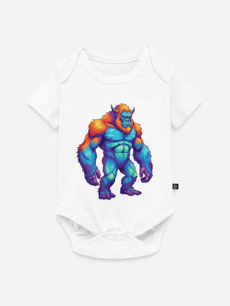 Bunte Bigfoot-Regenbogen-Pop-Art-Aquarell - Baby Premium Kurzarmbody - Weiß